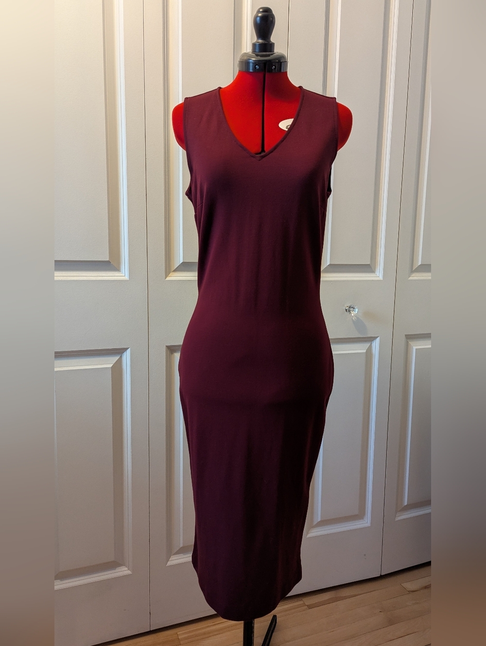 Sophie Grace Zaha Bordeaux Sleeveless V-Neck Bodycon Dress
